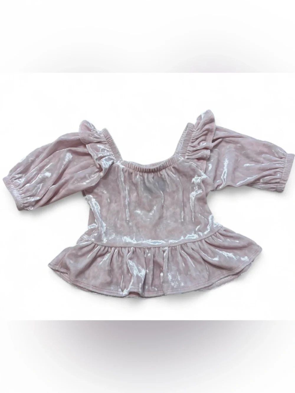 Old Navy Dusty Pink Velvet Ruffle Peplum Top